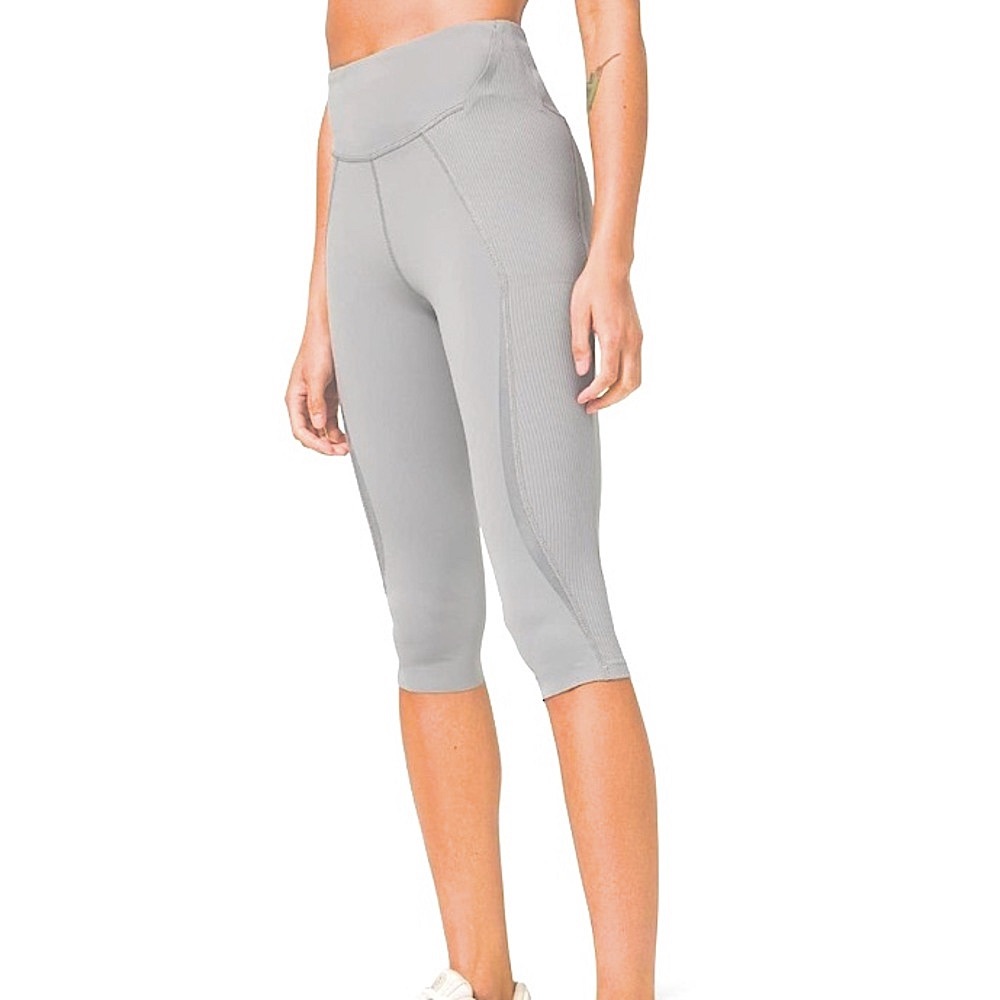 Lululemon Gloss Trim Run Super High-Rise Crop 17".  Rhino Grey